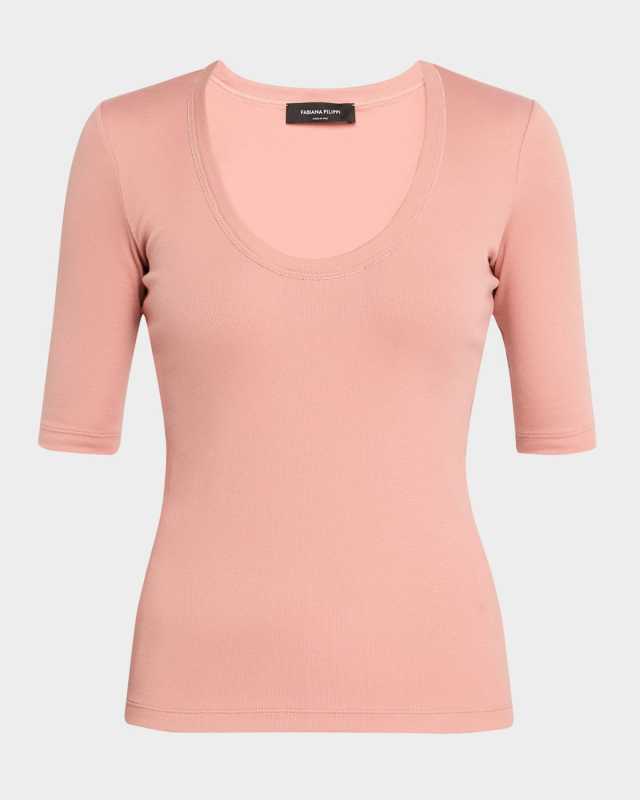 Chain-Trim Ribbed Jersey T-Shirt
